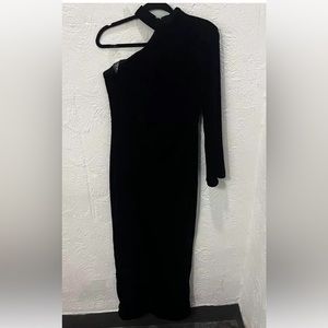 Shoshanna Midnight Velvet One-Shoulder Choker Evening Gown Size 8